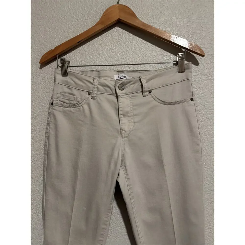 D.Jeans Mid Rise Skinny Ankle Pants Coastal Cottage Minimalist Beige Stretch 4